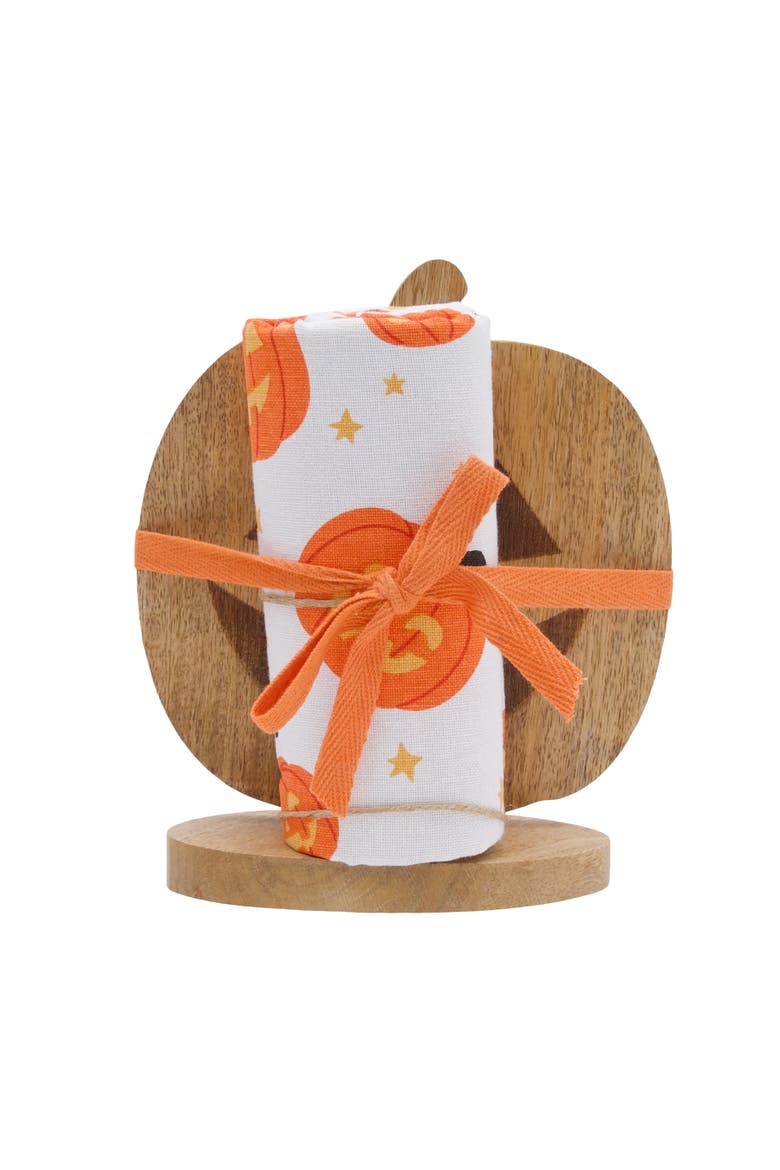 Jack-O-Lantern Pumpkin Halloween Towel & Stand Gift Set, Alternate, color, Orange