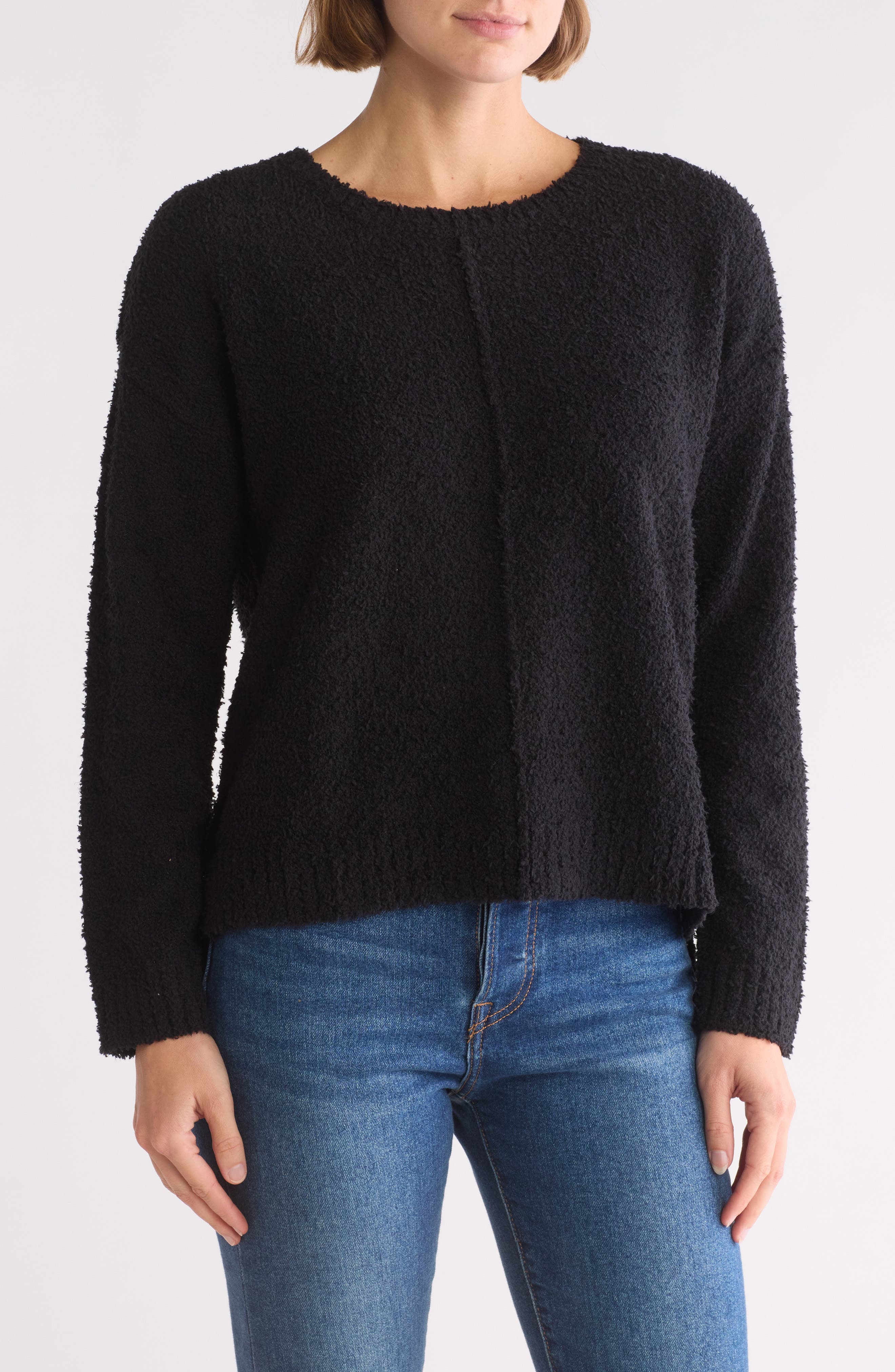 Bobeau Silky Plush Step Hem Sweater