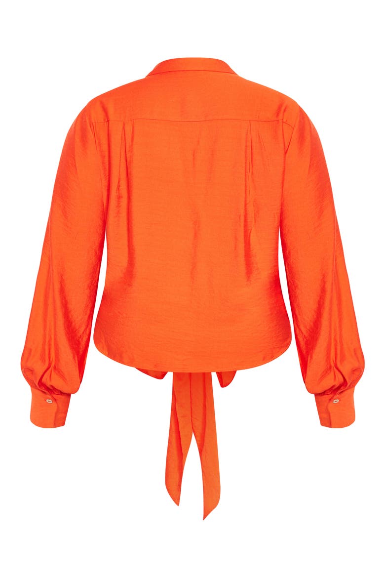 Rosabella Tie Hem Button-Up Shirt, Alternate, color, TANGERINE TANGO