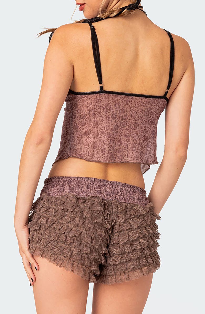 EDIKTED Janis Floral Ruffle Split Front Camisole, Alternate, color, Mix