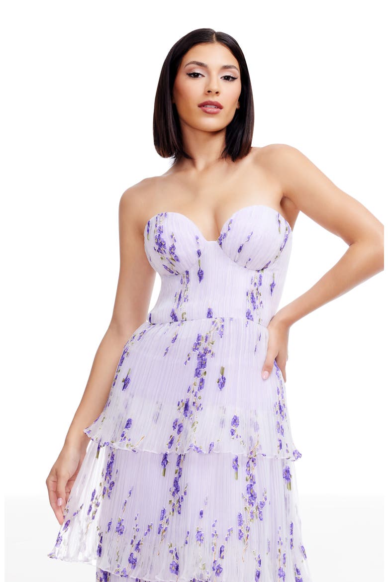 Layana Ruffle Strapless Evening Gown, Alternate, color, WISTERIA MULTI
