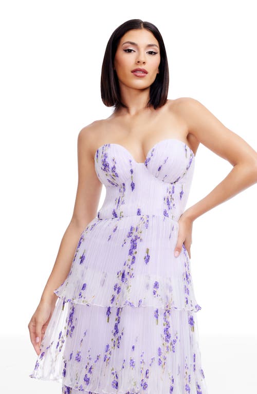 DRESS THE POPULATION DRESS THE POPULATION LAYANA RUFFLE STRAPLESS EVENING GOWN 