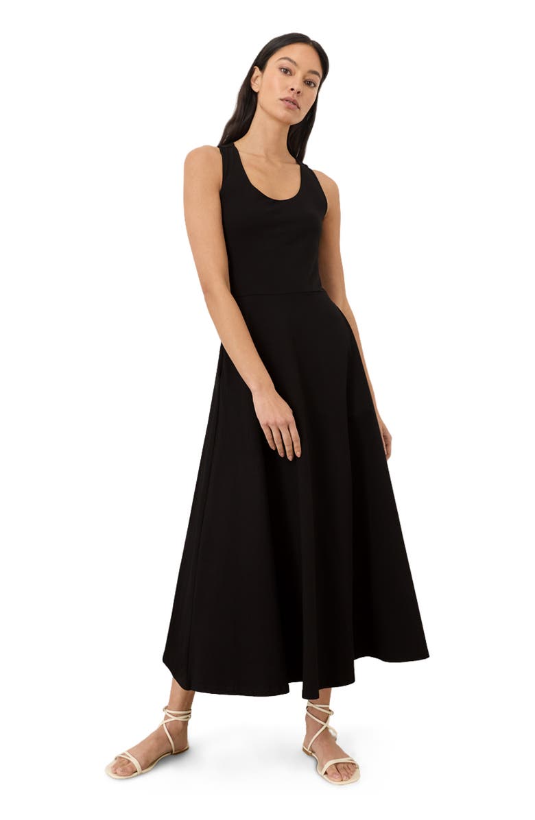 Pact Fit & Flare Open Back Maxi Dress Made With Organic Cotton, Main, color, Black