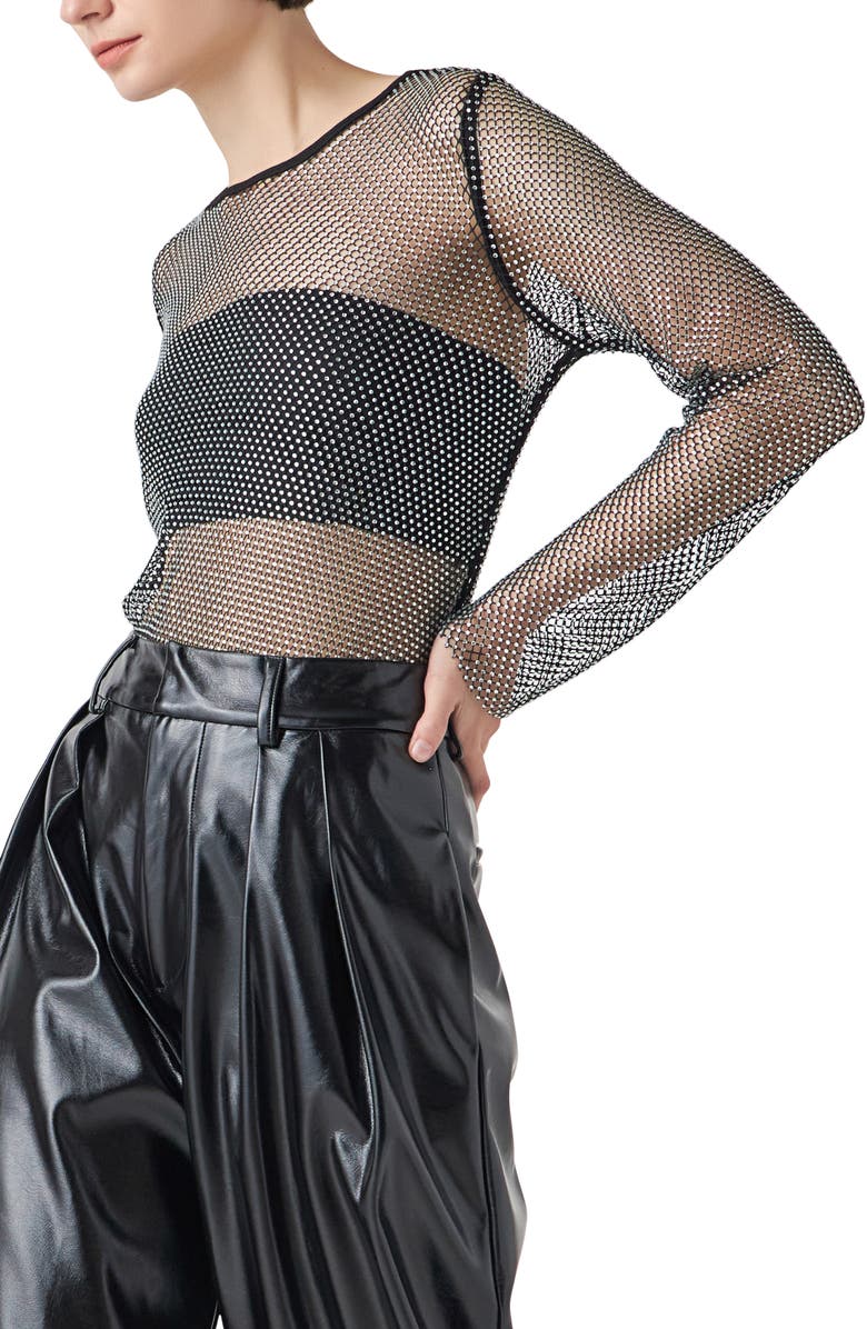 Grey Lab Sheer Rhinestone Top, Alternate, color, 