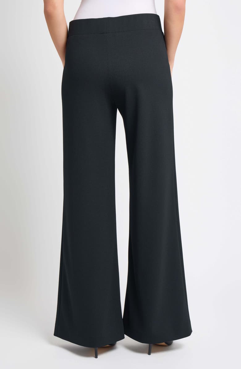 Ming Wang Deco Wide Leg Stretch Crepe Pants, Alternate, color, Black