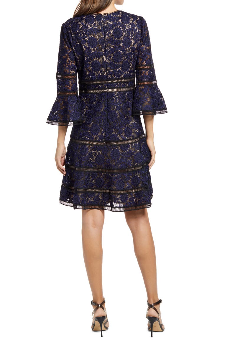 Embroidered Lace Fit & Flare Cocktail Dress, Alternate, color, BLACK/ BLUE