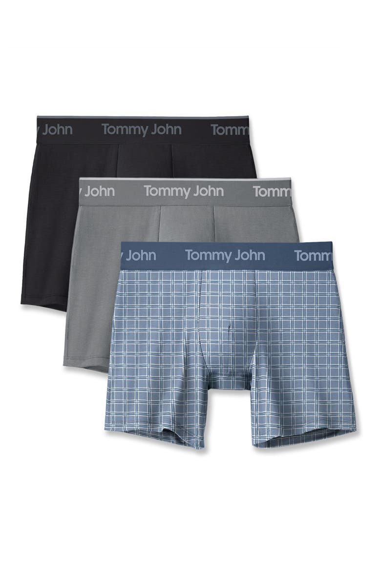 3-Pack Second Skin 6-Inch Stretch Modal Boxer Briefs, Main, color, BLACK/ MONUMENT/ SAM PLAID