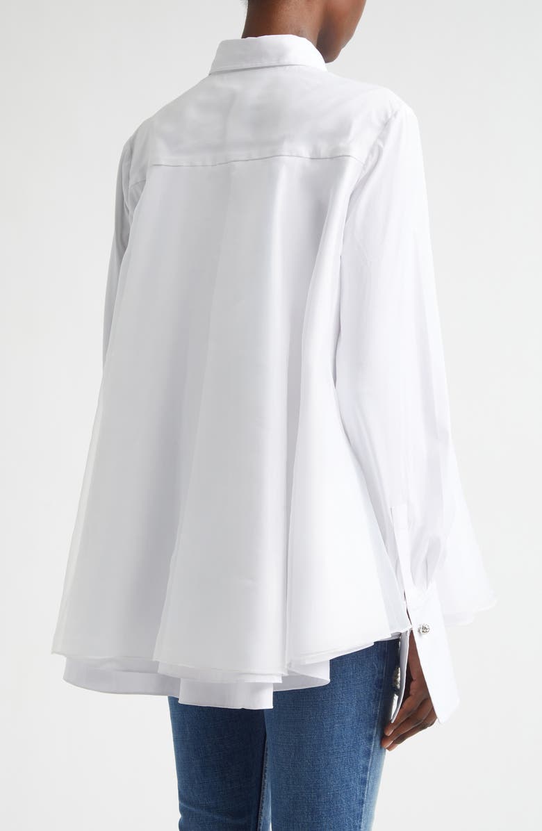 Brandon Maxwell The Vaughn Frothy Layered Button-Up Shirt, Alternate, color, White