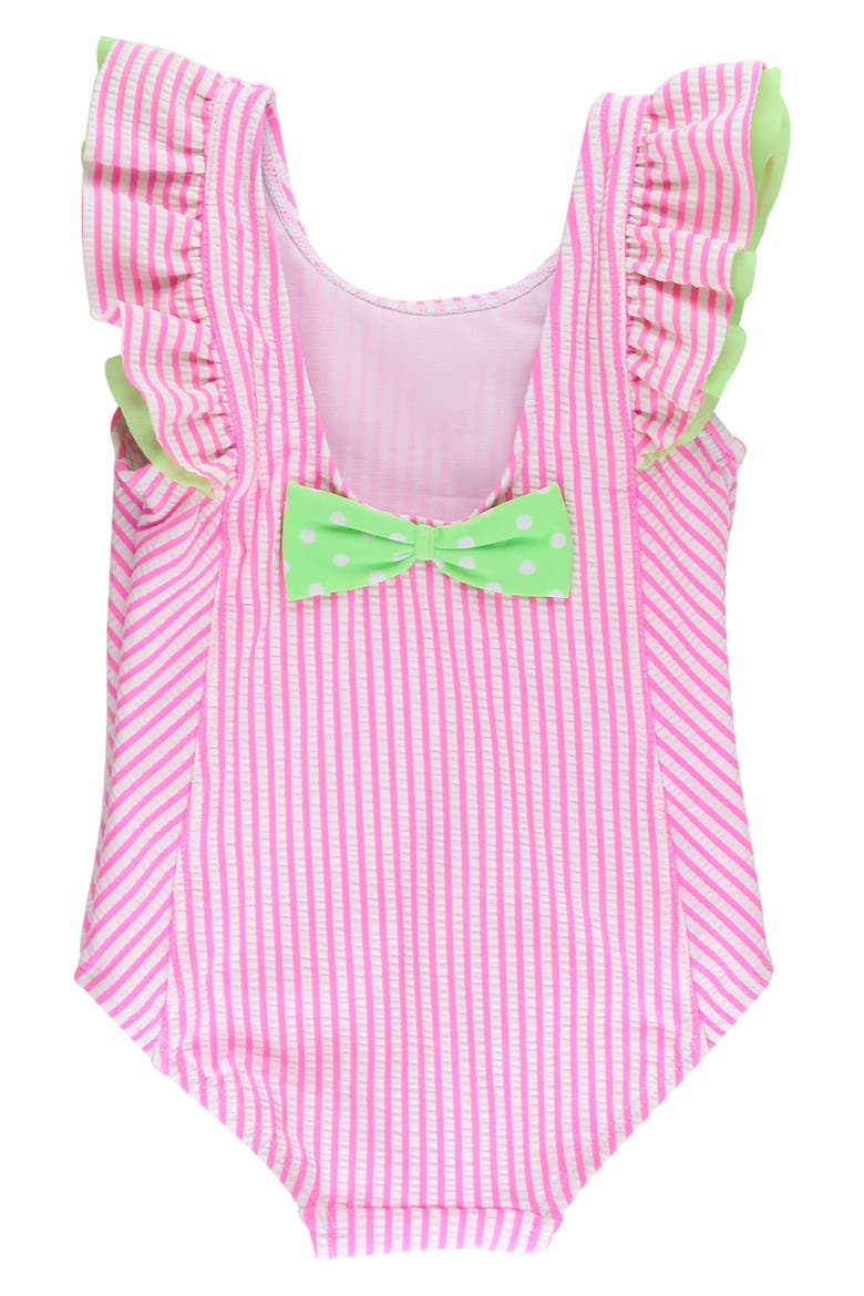 Kids' Seersucker UPF 50+ One-Piece Swimsuit, Alternate, color, PINK