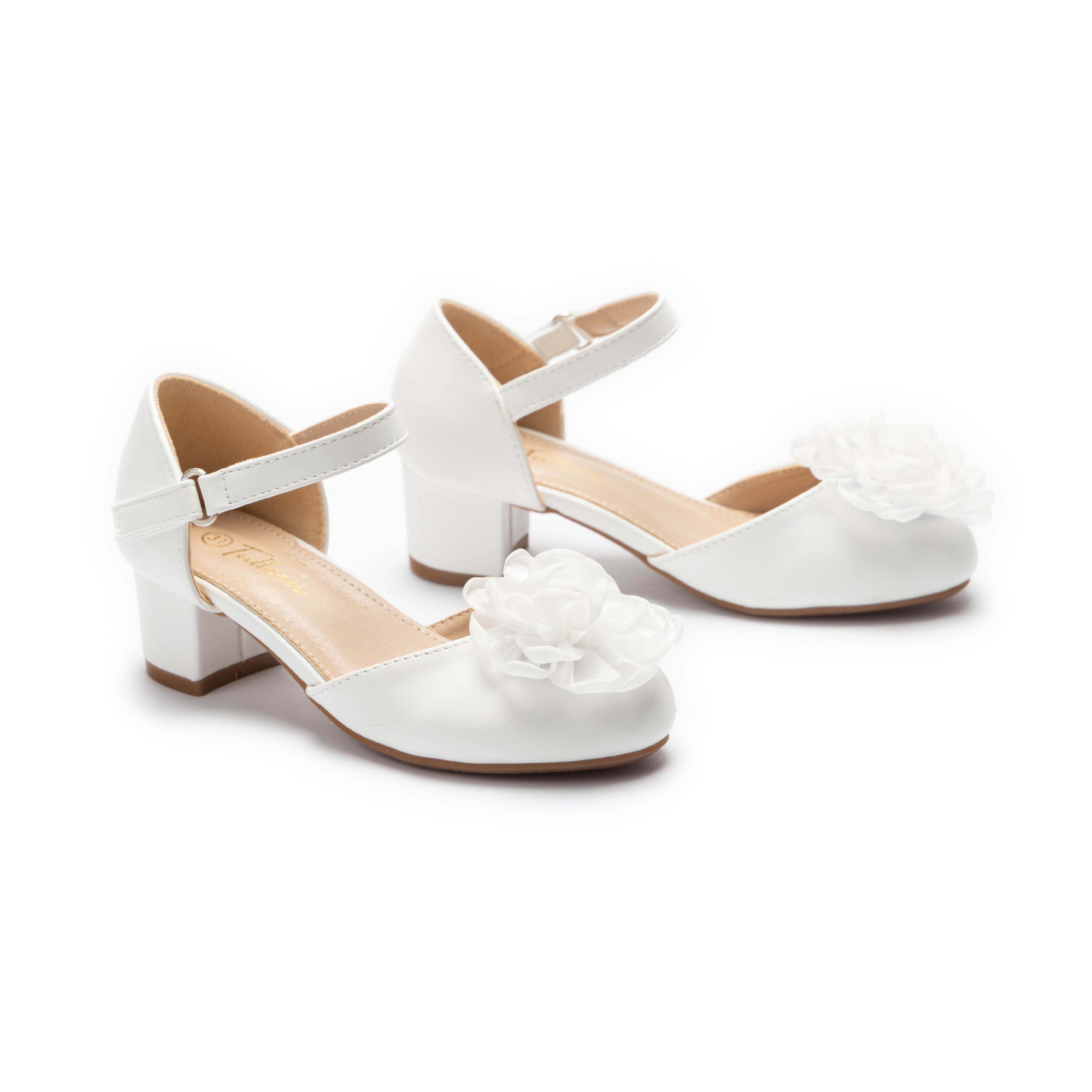 Tulleen Evelisse Flower Mary Jane Shoes, Alternate, color, White