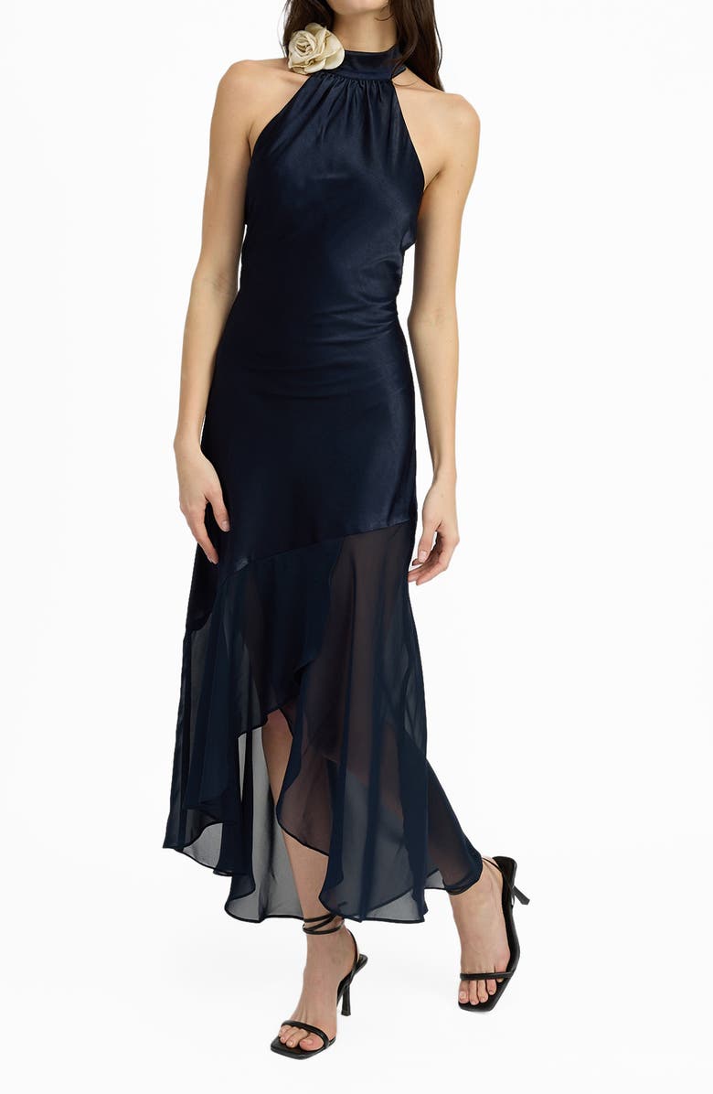 En Saison Hudson Satin High-Low Midi Dress, Alternate, color, 