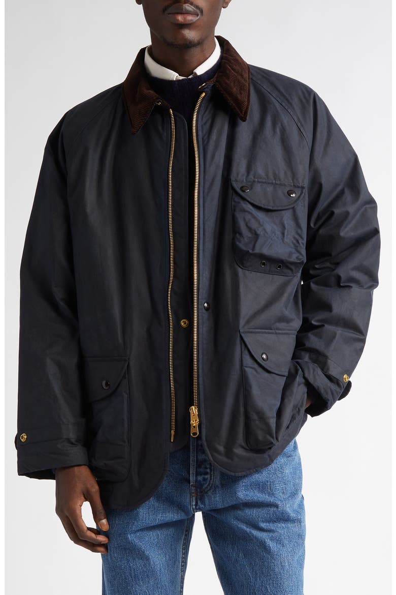 Water Repellent Waxed Cotton Coverall Jacket, Main, color, 250 NAVY