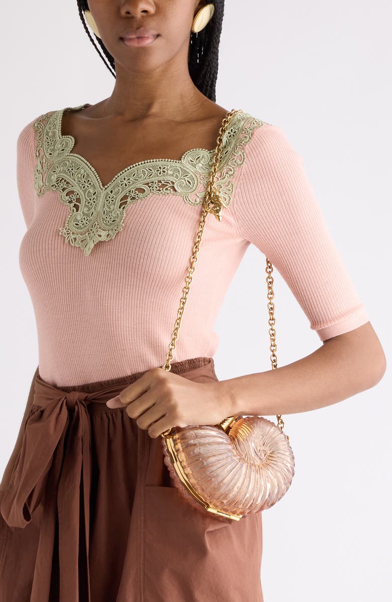 Chloé Sea Treasures Clutch, Alternate, color, Woodrose