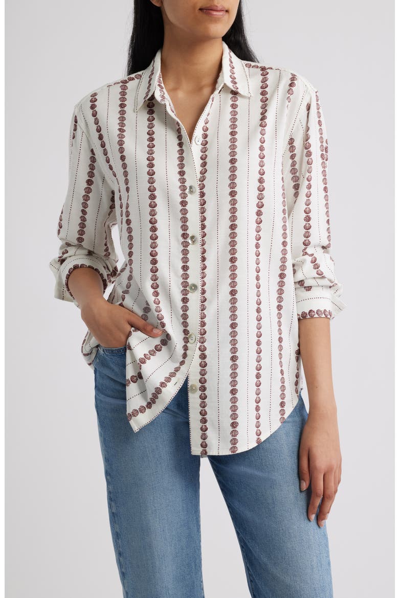 Boyfriend Button-Up Shirt, Main, color, SEASHELL STRIPE
