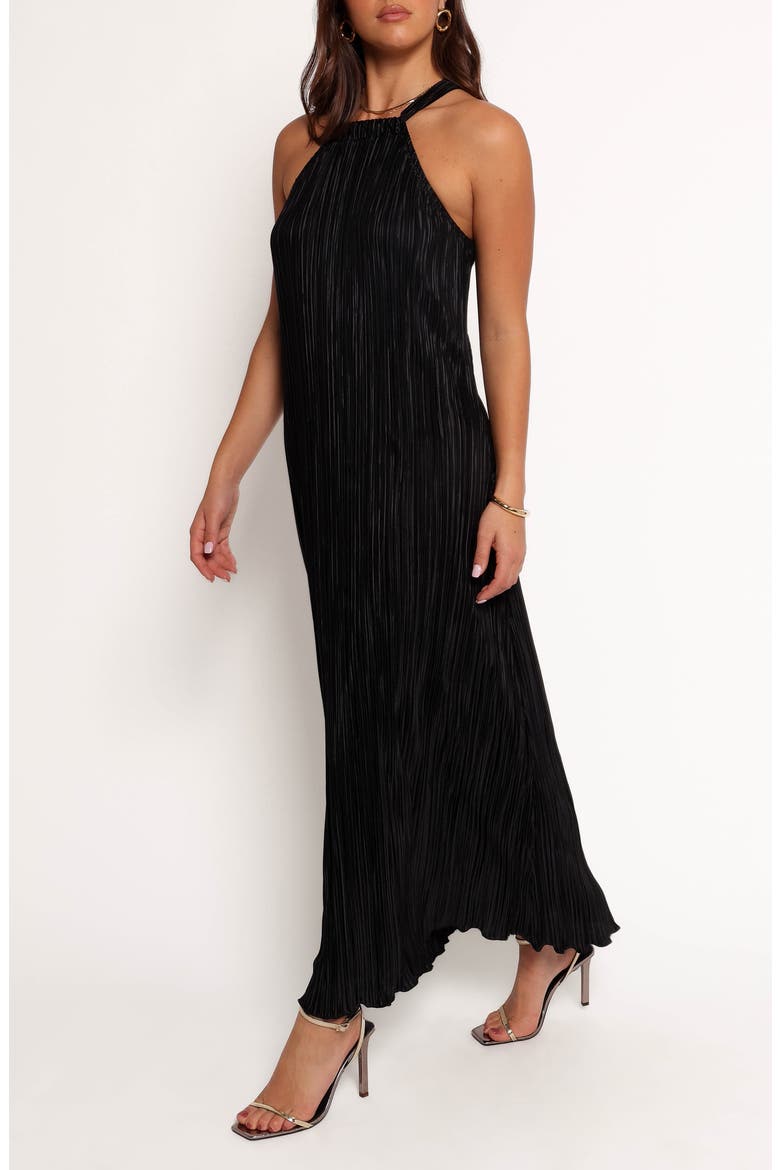 Melody Plissé Maxi Dress, Alternate, color, BLACK