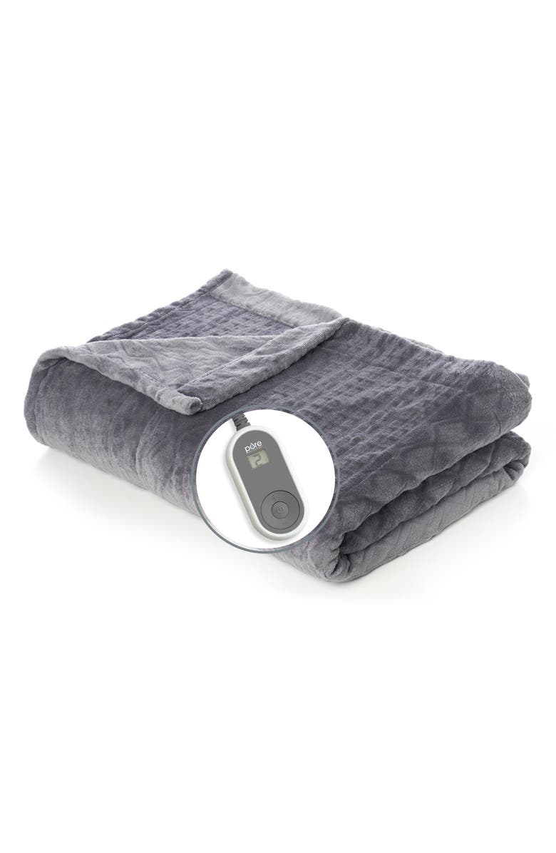 PURE ENRICHMENT Deluxe Heated Blanket, Main, color, Gray