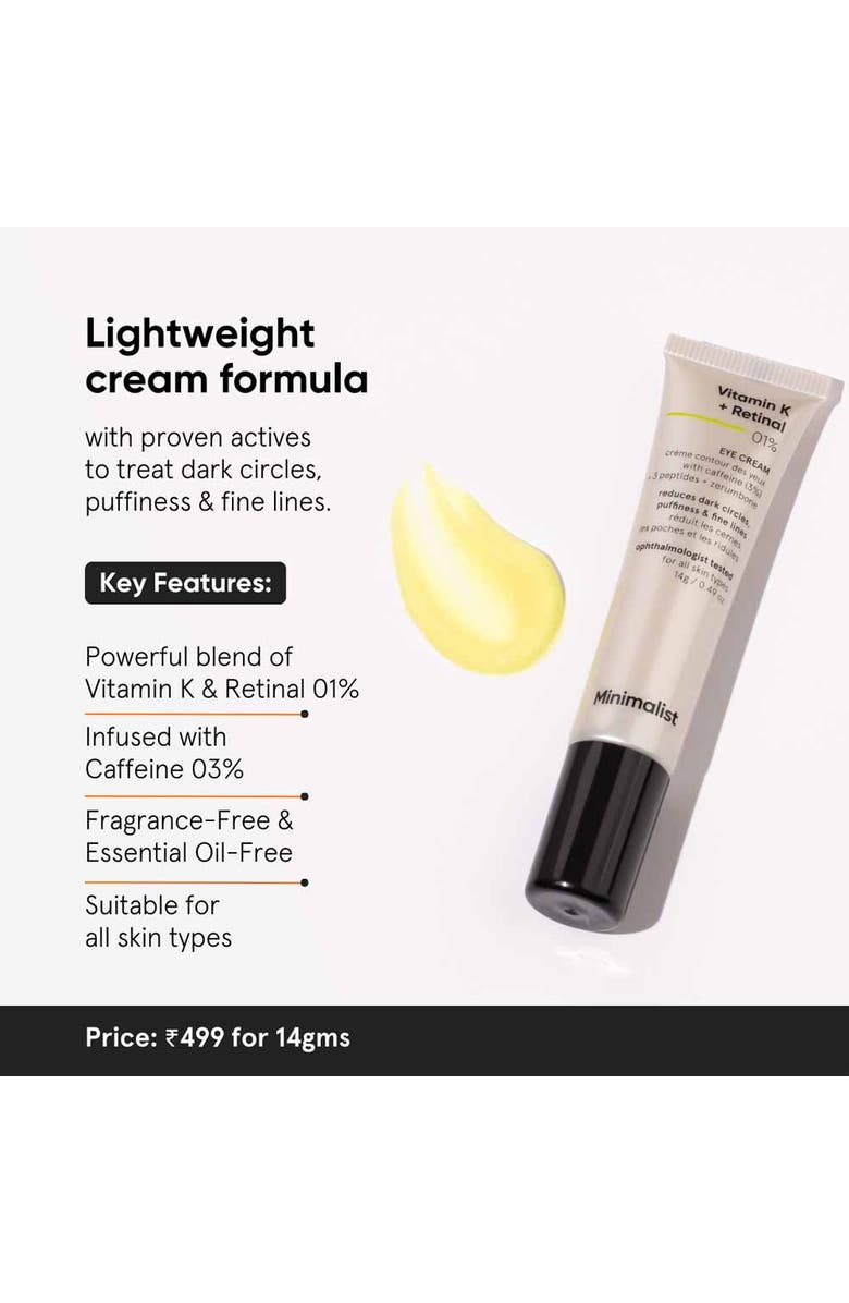 Minimalist Vitamin K + Retinal 01% Eye Cream, Alternate, color,