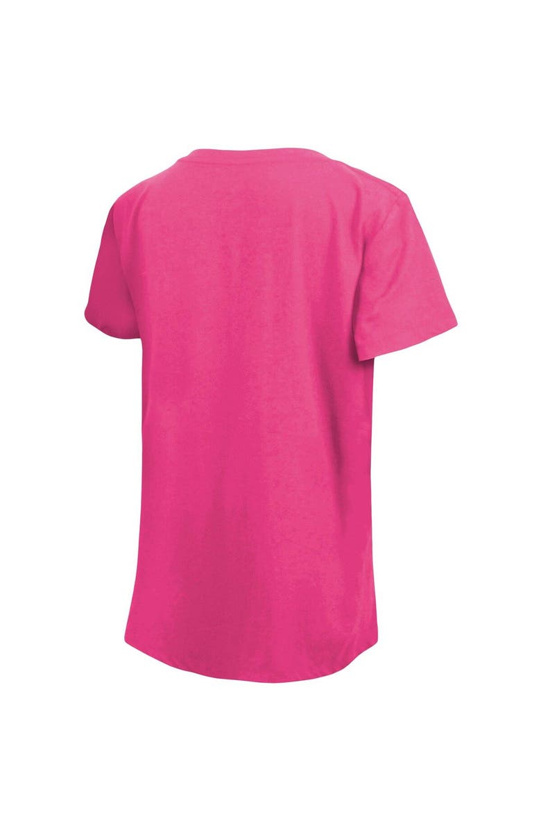 New Era Girls Youth New Era Pink Miami Marlins Jersey Stars V-Neck T-Shirt, Alternate, color, 