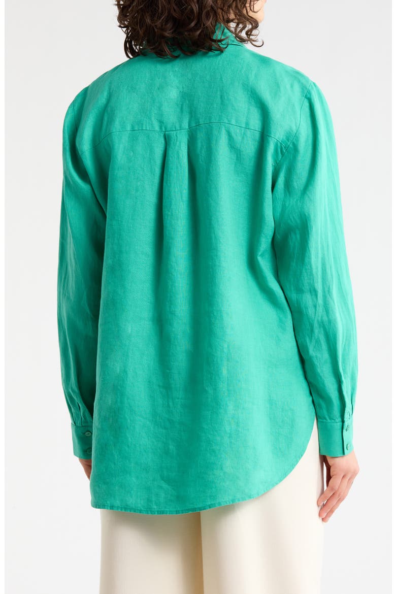 Classic Collar Organic Linen Button-Up Shirt, Alternate, color, JADE