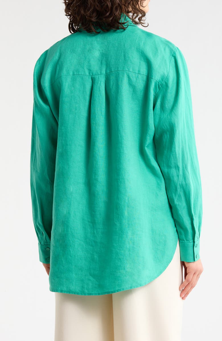Eileen Fisher Classic Collar Organic Linen Button-Up Shirt, Alternate, color, Jade