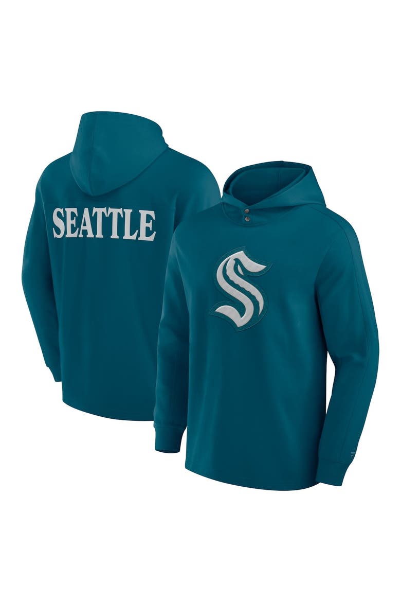 Men's Fanatics Teal Seattle Kraken Elements Blaze Tri-Blend Long Sleeve Hoodie T-Shirt, Alternate, color, Teal