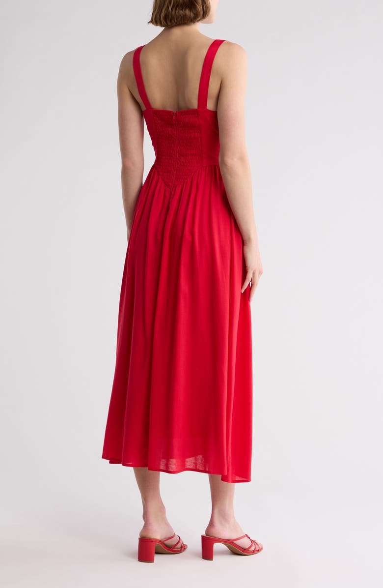 WISHLIST Corset Midi Sundress, Alternate, color, Red