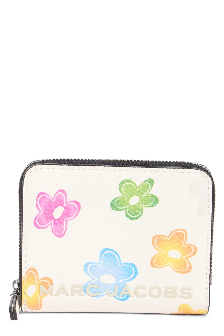 Mini Compact Leather Wallet, Main, color, WHITE MULTI