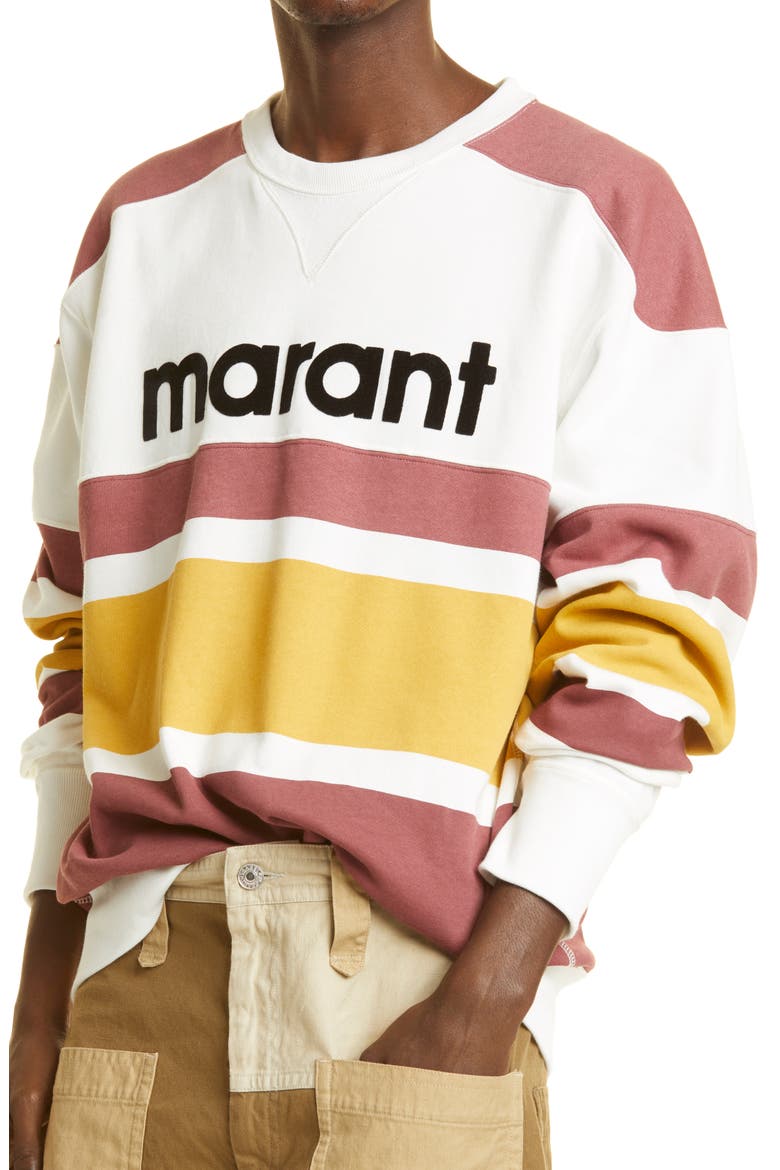 Meyoan Logo Stripe Sweatshirt, Alternate, color, BURGUNDY