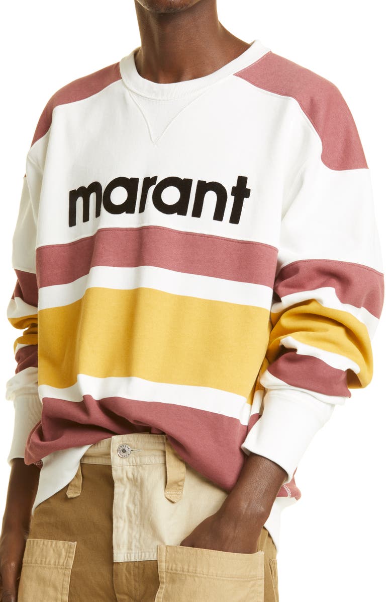 Isabel Marant Meyoan Logo Stripe Sweatshirt, Alternate, color, 