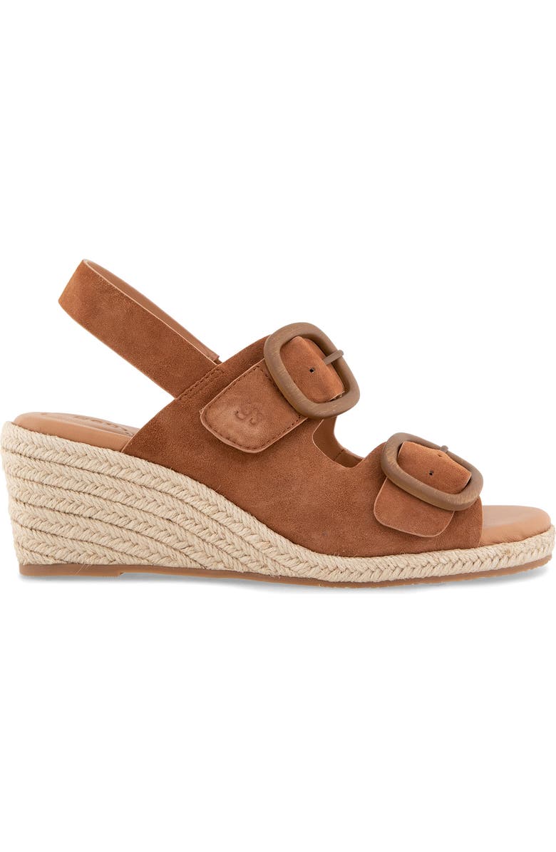 Gentle Souls Greca Espadrille Slingback Platform Wedge Sandal, Alternate, color, Luggage Suede