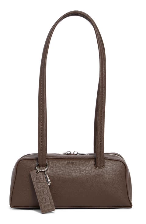 Small Recycled Leather Bowler Shoulder Bag