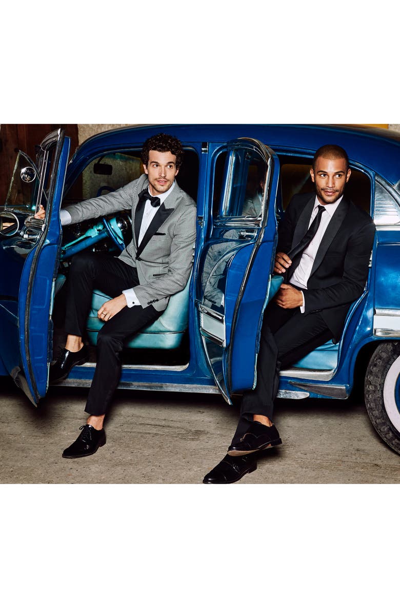 Bonobos Slim Fit Flat Front Wool Tuxedo Trousers, Alternate, color, 