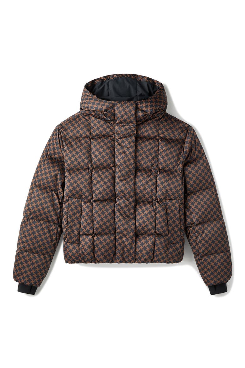 Powder Puffer Water Repellent Houndstooth Check 650 Fill Power Down Jacket, Alternate, color, CHESTNUT BROWN HOUNDSTOOTH