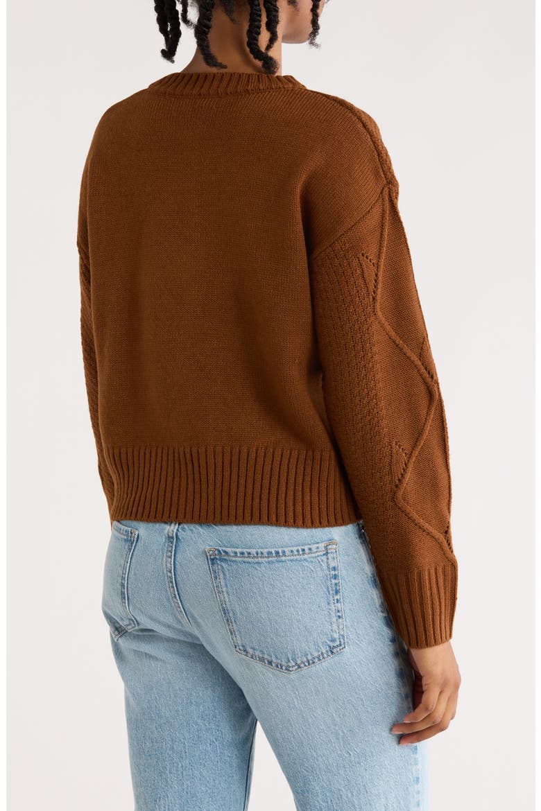 Floral Knit Cardigan, Alternate, color, BROWN
