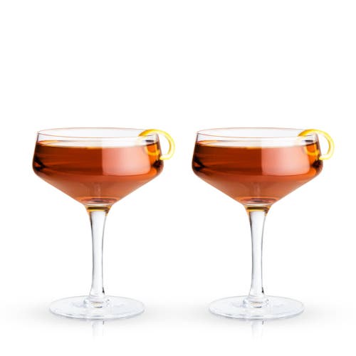 Viski Raye Crystal Angled Coupe Glasses Set Of 2 In Clear