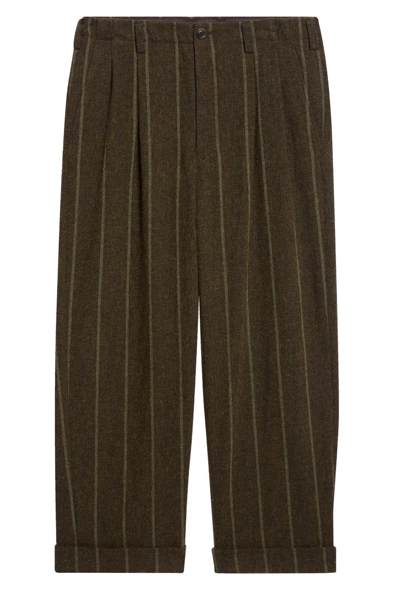 Hem Mackin 2-Tuck Pleated Stripe Wool Blend Pants, Alternate, color, KHAKI