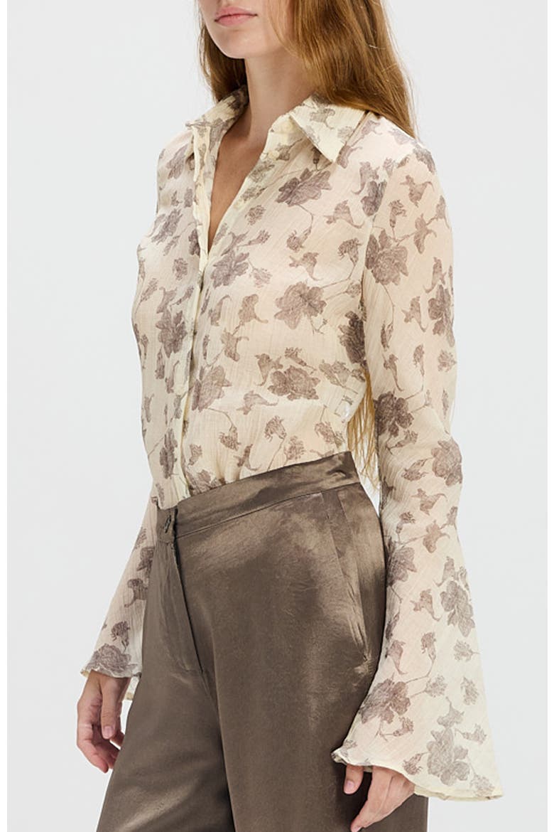 Perach Sheer Floral Shirt, Alternate, color, Yellow Floral Print