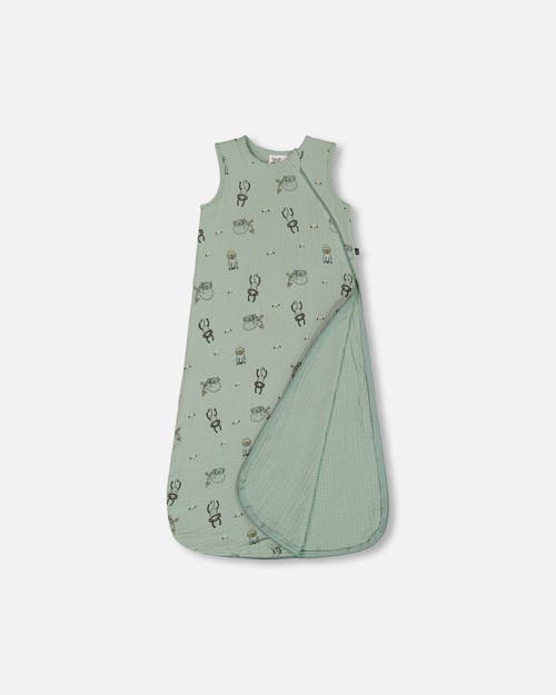 DEUX PAR DEUX DEUX PAR DEUX BABY BOY'S PRINTED MUSLIN SLEEP SACK SAGE MONKEY