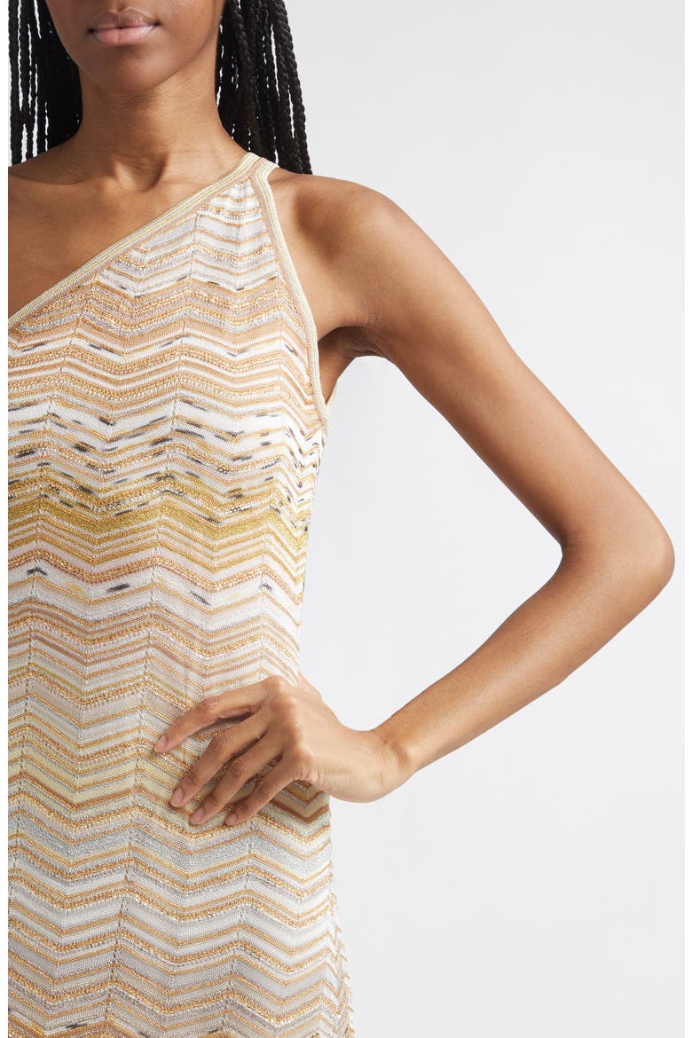 Zigzag One-Shoulder Column Gown, Alternate, color, LIGHT GOLD TONES