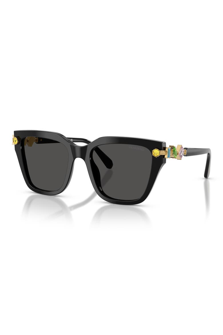 53mm Irregular Sunglasses, Alternate, color, BLACK / DARK GREY