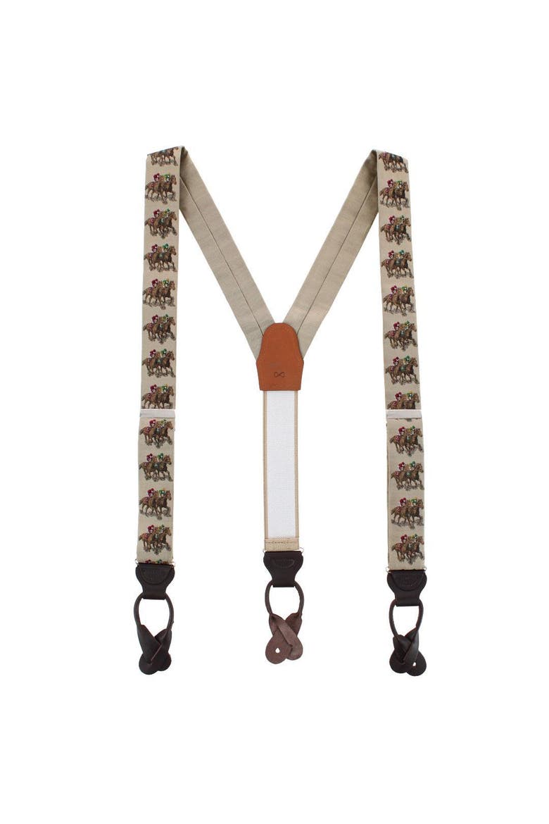 The Home Stretch Novelty Silk Button End Suspenders, Alternate, color, Taupe