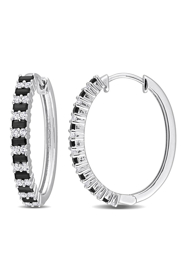 Sterling Silver Created Black Spinel & White Sapphire Earrings, Main, color, BLACK