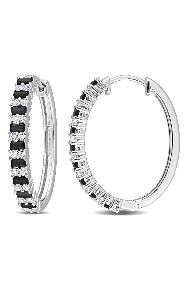 DELMAR Sterling Silver Created Black Spinel & White Sapphire Earrings, Main, color, Black