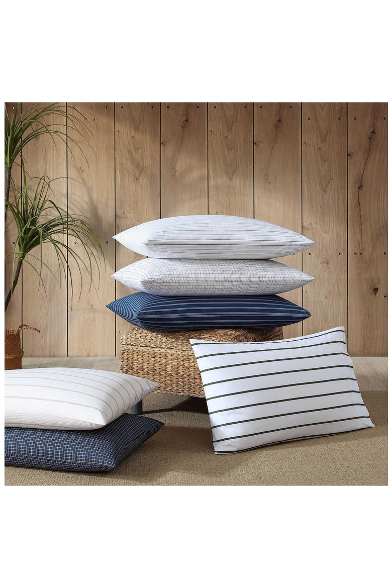 Reese Plaid 200 Thread Count Cotton Percale Sheet Set, Alternate, color, NAVY/ BEIGE
