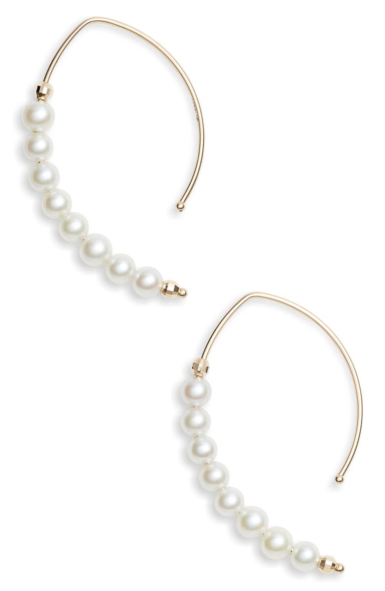 Mizuki Pearl Marquis Hoop Earrings, Main, color,