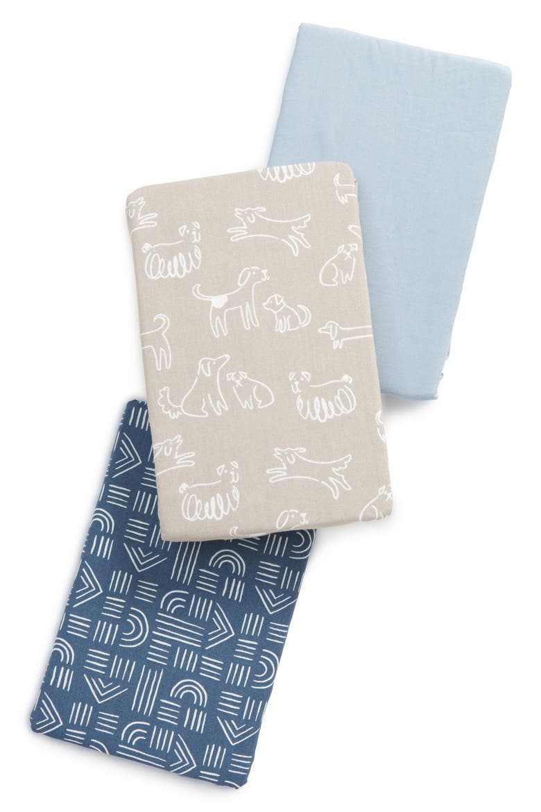 Assorted 3-Pack Fitted Crib Sheets, Main, color, PUPPY PACK