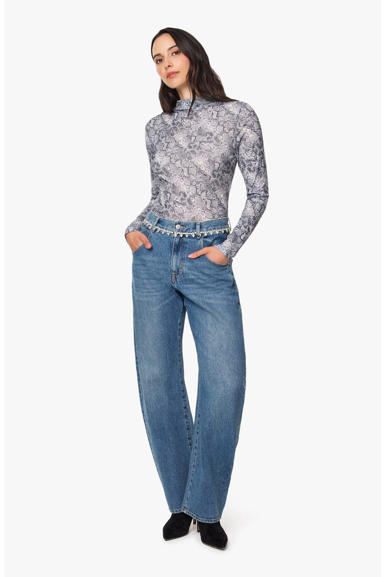 Gwen Rhinestone Waistband Bowed Leg Relaxed Jeans, Alternate, color, PEBBLE
