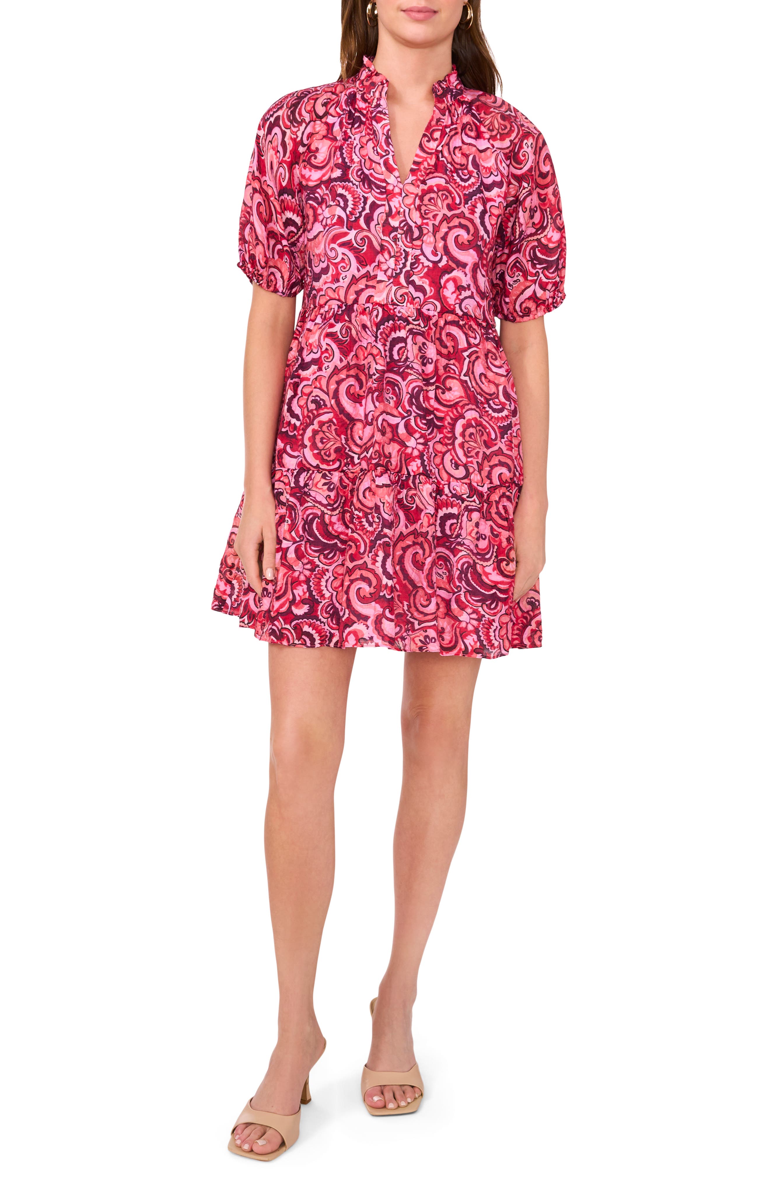 HALOGEN HALOGEN® RUFFLE SHORT SLEEVE TIERED DRESS