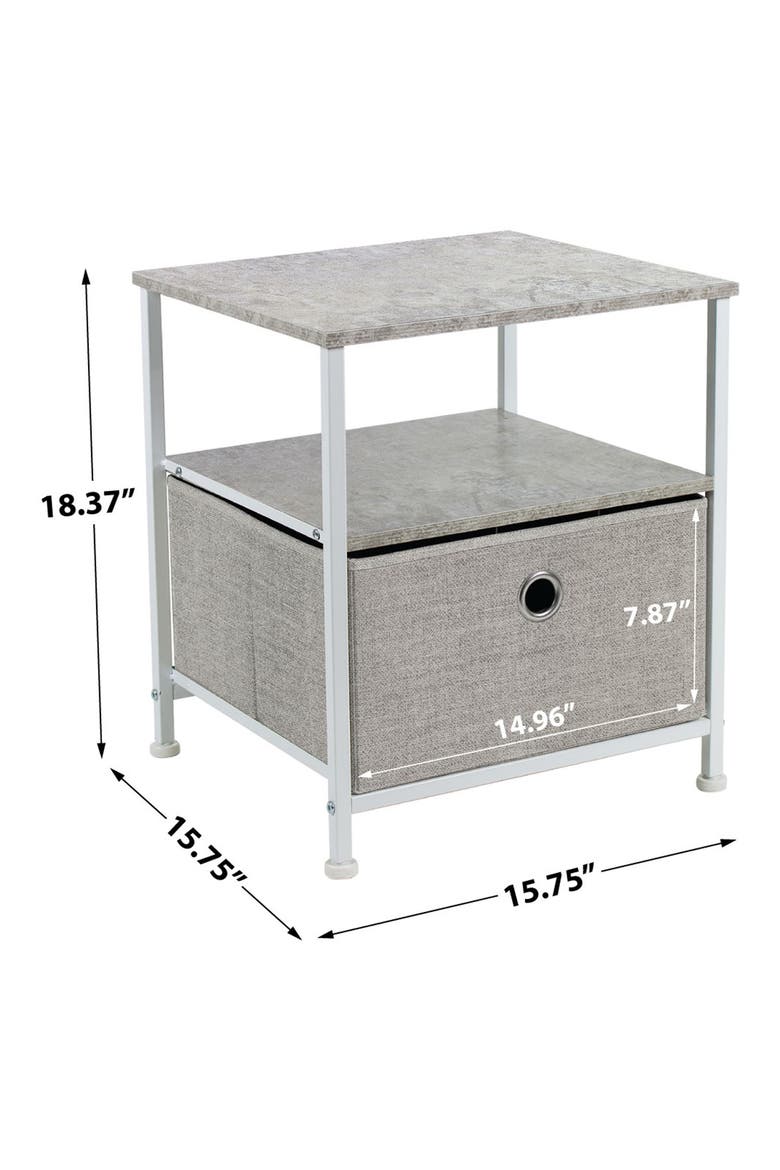 Nightstand 1-Drawer Shelf Storage - Gray, Alternate, color, GREY