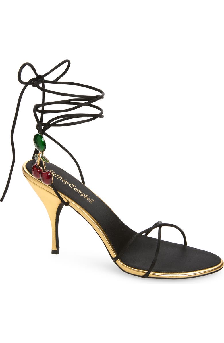 Jeffrey Campbell Georja Ankle Strap Sandal, Main, color, Black Satin Cherry